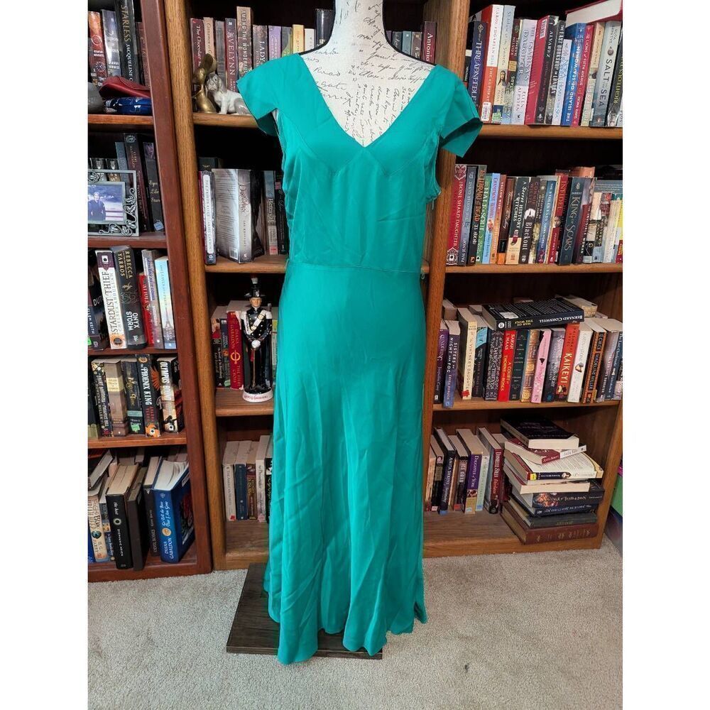 Ted Baker London Women's Size 4 Cap Sleeve Turquoise Blue Maxi Dress Gown Evenin